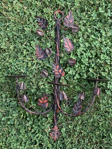 Vintage Cotton Pod Leaf Vine Pillar Candelabra Red Black Gothic Wall Art ❤️sj8j - Picture 3 of 11