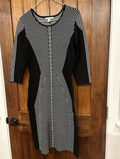 CB Established 1962 Knit Pullover Dress Black & White Striped Pattern Size Med