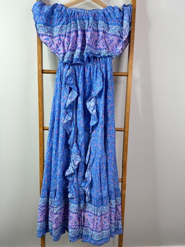 Jaase Dress Womens Extra Small Blue Floral Print NWT Off The Shoulder Maxi