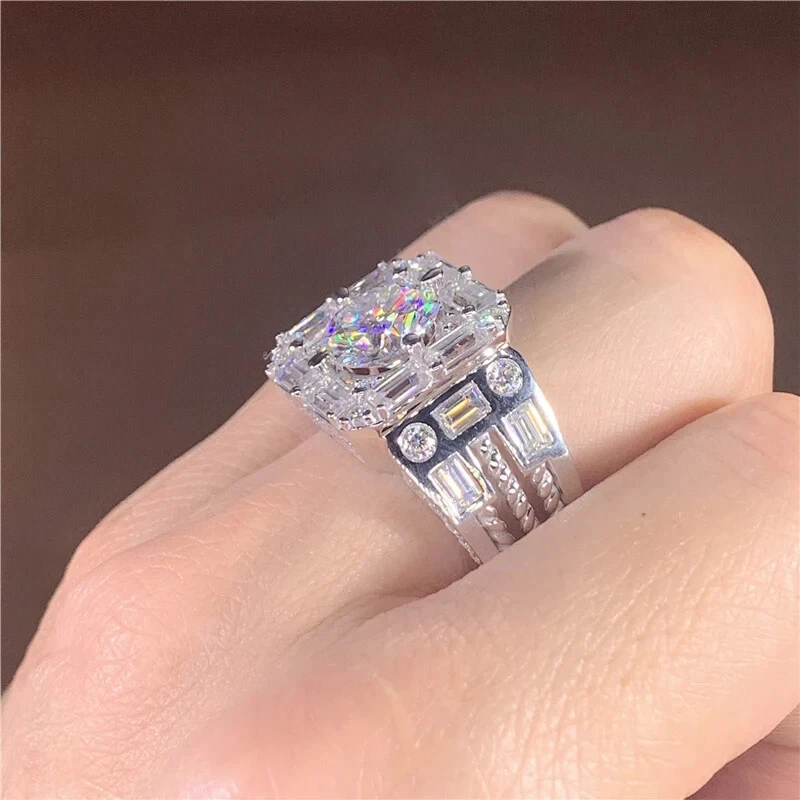 3.00Ct Round Cut Real Moissanite Men's Pinky Ring 14K White Gold Plated - Image 3 of 4