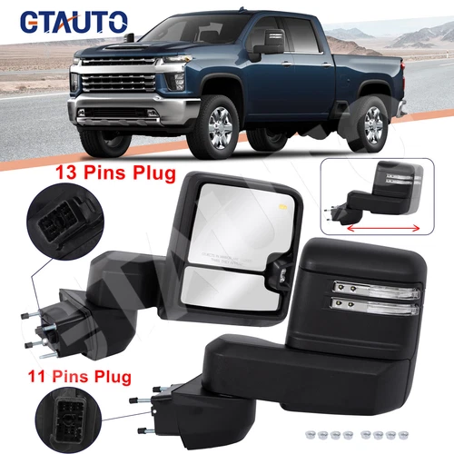 Left/Right Black Tow Mirrors For 2019-2024 Chevy Chevrolet Silverado GMC Sierra