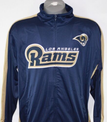 Mens NFL Team Apparel Los Angeles LA Rams Full Zip B&T Football Track Jacket - Picture 1 of 5