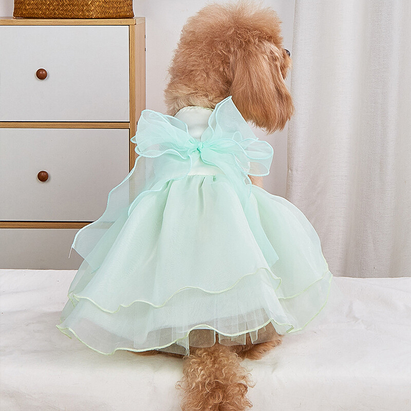 Luxury Dog Wedding Dress for Small Dogs Pet Prom Party Princess Costume in White - Green - XL Luxury Dog Wedding Dress for Small Dogs Pet Prom Party Princess Costume in White - Green - XL