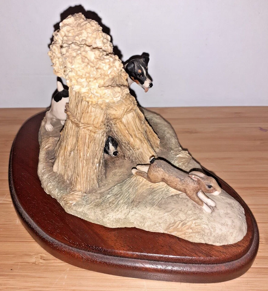 Rare Border Fine Arts Terrier Dogs Chasing Hare Figure, Scotland, J.A. Butler - Image 2 of 4