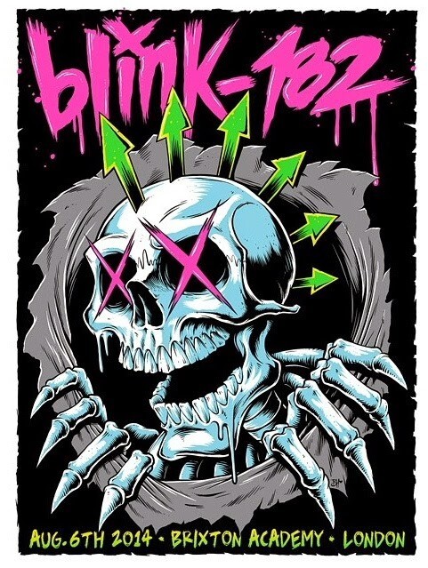 Blink 182 Poster 8/6/2014 Brixton London Signed & Numbered #39/50