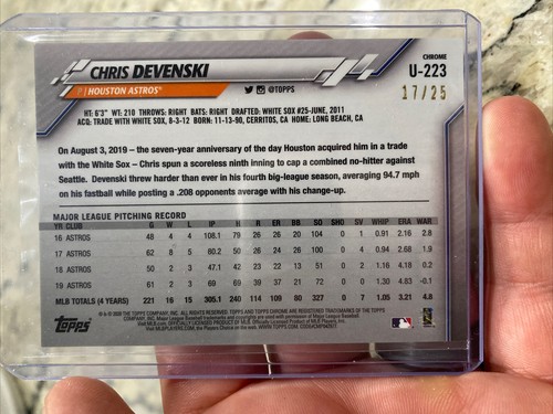 2020 Topps Chrom Update Saphir Chris Devenski 17/25 orange Refraktor #U-223 - Bild 6 von 7
