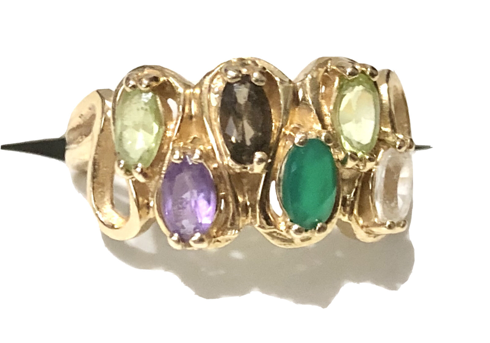 14k Solid Yellow Gold Multi Gemstone Ring Amethys… - image 8