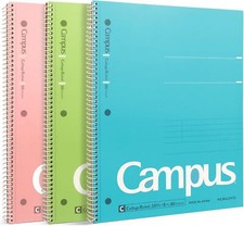 KOKUYO Spiral Notebook, 3 Pack Campus 10-1/2 x 8 , Pink, Sky Blue, Green