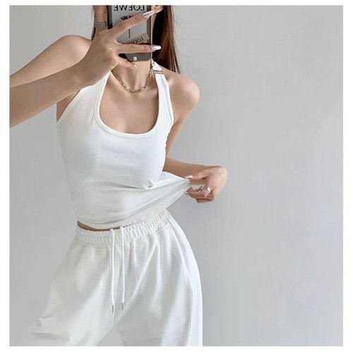with Chest Pad Corset Top Sleeveless Tank Top Hanging Neck Vest Spicy Girl - Picture 4 of 12