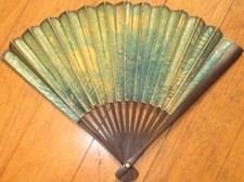 JAL Japan Air Lines 1960 Advertising Handheld Fan, Wood  Paper