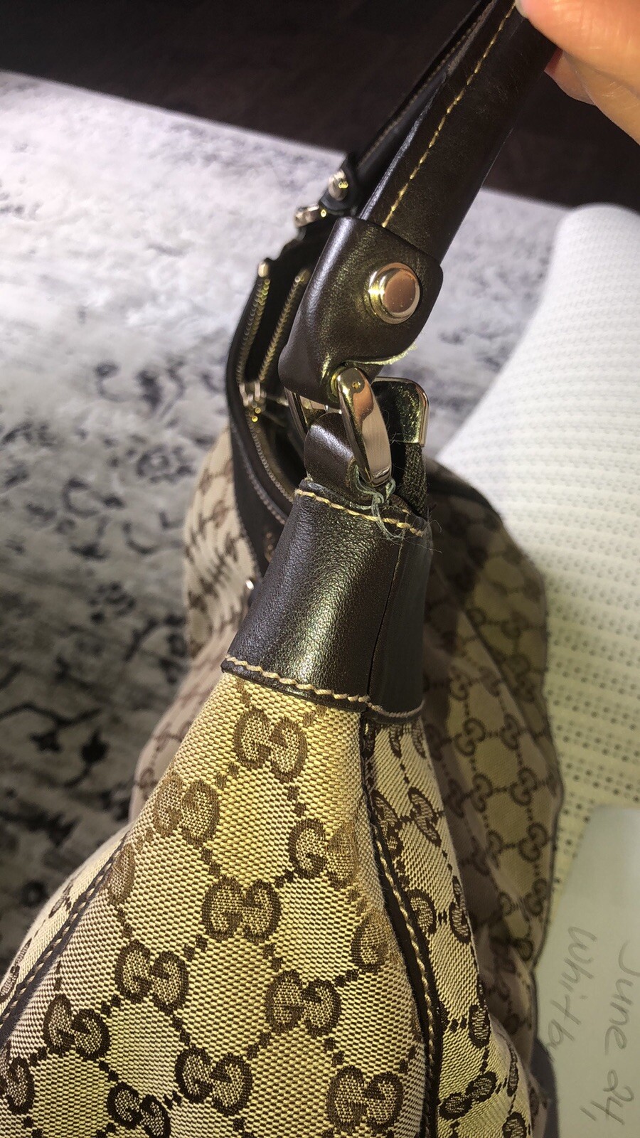 GUCCI ~ Large GG monogram Canvas D ring Hobo Bag  ~ 100percent AUTHENTIC image 4