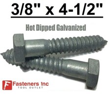  Choose Qty 3/8" x 4-1/2" Hot Dipped Galvanized Hex Head Lag Bolt Screw HDG