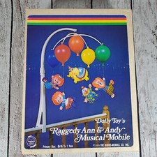Vintage 70s 80s Baby Crib Mobile Raggedy Ann Music Clowns MCM Mid-century Toy