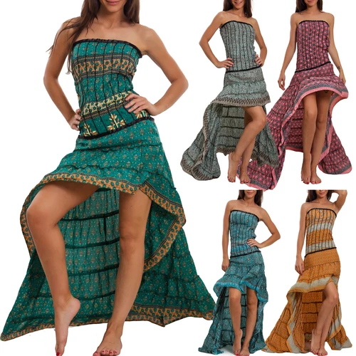 Asymmetrical Ethnic Dress Ibiza Mini Boho Gipsy Sexy PW-28