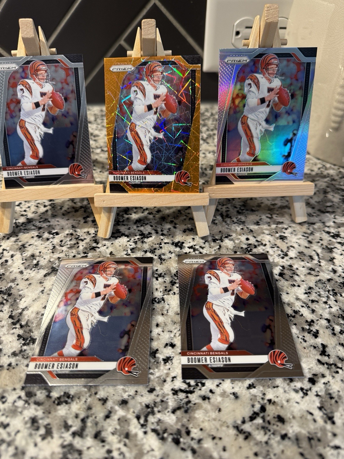 Lot of 5 - 2024 Prizm - Boomer Esiason ORANGE LAZER / SILVER HOLO PRIZM #61
