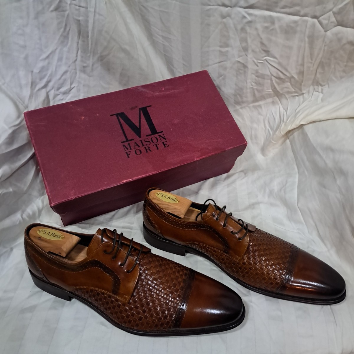 Maison Forte Men\'s Size 10 Brown Woven Leather Lace Up Oxford Dress Shoes Casual Maison Forte Men main image 2