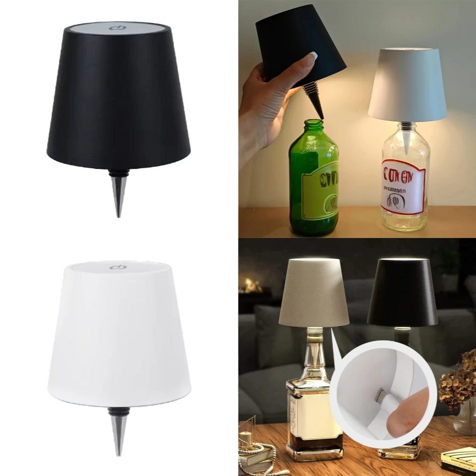Wireless Bottle Lamp 3 Color Stepless Dimming LED Wine Bottle Lamp Cordless Lamp