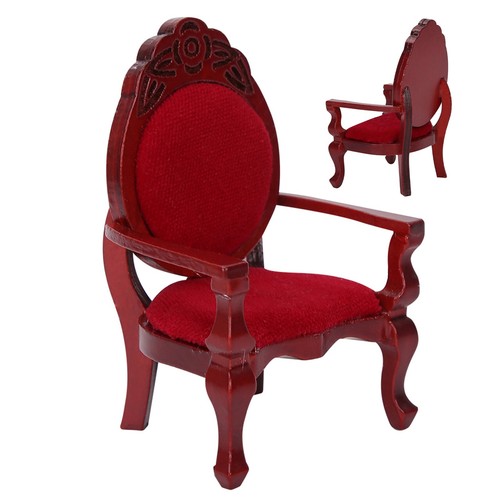 1:12 Dollhouse Miniature Vintage Wooden Carved Dining Chair Furniture - Picture 7 of 7