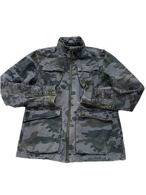 G-Star RAW Jacket Mens L Cargo Military Field Camo Trooper Overshirt Gray