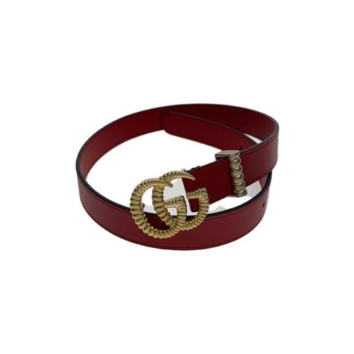 Used GUCCI◆Belt/Leather/RED/Plain/Ladies/524103