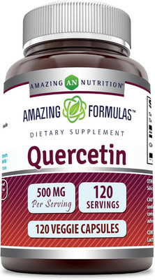 Amazing Formulas Quercetin 500mg 120 Veggie Capsules Supplement - Non-GMO - Glut