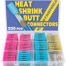 330PCS Heat Shrink Butt Connectors-Marine Grade Waterproof Electrical Crimp Wir