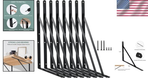 Sturdy 8 Pack Shelf Brackets for Stylish Floating Shelves - Maximum Support - Picture 2 of 10