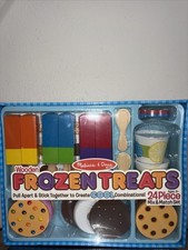 Wooden Frozen Treats Ice Cream Play Set Food Accessories 24 Pieces Kids Toy