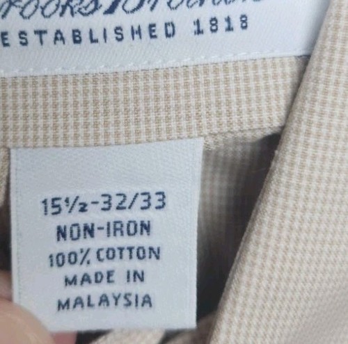 Camicia elegante uomo Brooks Brothers con bottoni tortora manica lunga 15 1/2 32-33 - Foto 7 di 11
