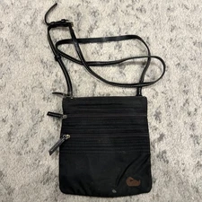 Dooney & Bourke Black Nylon Crossbody Zipper Pockets Adjustable Strap 3 Pockets