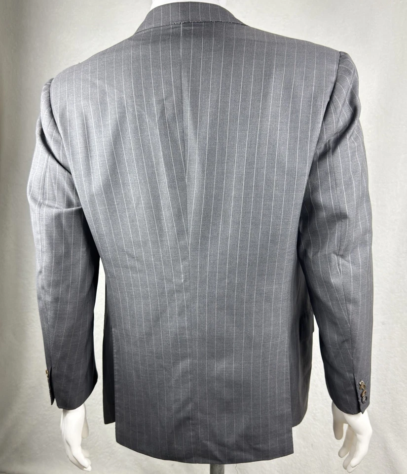 KITON Gray Pinstripe Sport Coat Diamonte Blu Super 120’s Wool 52IT 42US - Image 3 of 4