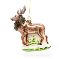 Majestic Reindeer Blown Glass Ornament