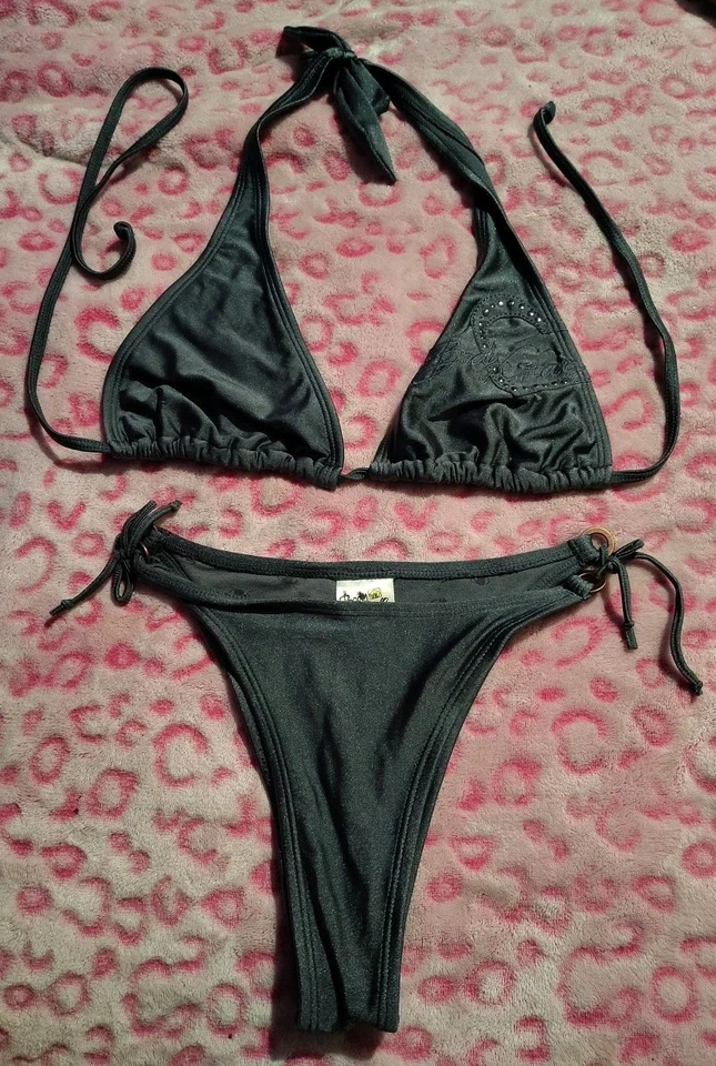 GUANTE CORPORAL BRILLANTE CORAZÓN CARBÓN TACHONADO Traje de baño de dos piezas BIKINI METAL COBRE Foto 4 de 4