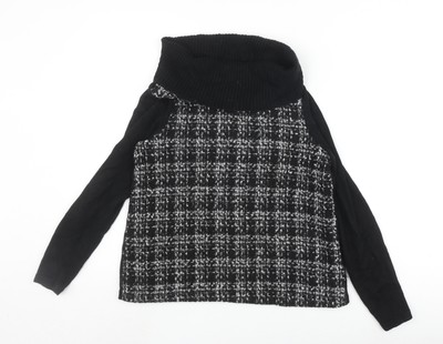 Marks and Spencer Damen Schwarz Wasserfallausschnitt Pullover Größe 10