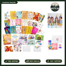 Bulk 32 Assorted 4x6 Birthday Cards  Envelopes - Pre-Printed Blessings Included