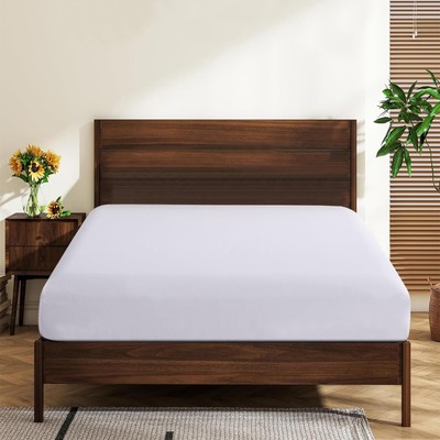 Queen Size Spannbettlaken 100% Ägyptische Baumwolle 1er Pack Queen, Einfarbig Weiß 