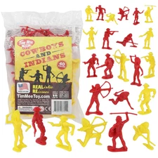 TimMee Yellow COWBOYS Red INDIANS 40 Processed Plastic Western 1:29 Figures USA