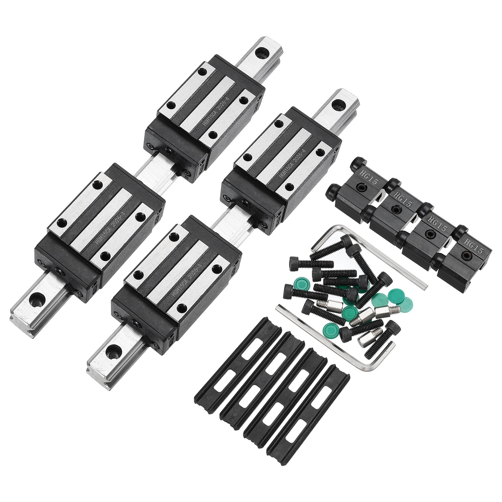 2Pcs HGR15 200mm Linear Guide Kit with Linear Rail and HGH15CA Carriage Block