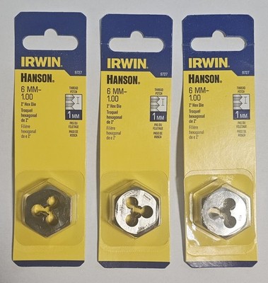 (3 Pack) IRWIN HANSON Metric Hexagon Die, 6mm x 1.00 - 9727 HAN9727 USA
