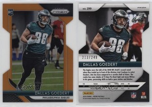 2018 Panini Prizm Rookie Orange Prizm /249 Dallas Goedert #299 Rookie RC
