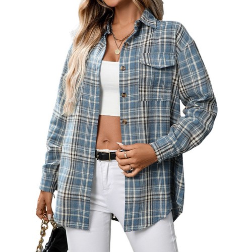 Long Sleeve Shirt Casual Women Shirt Classic Outerwear Lapel Design Retro Look - Picture 21 of 176