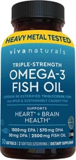 Viva Naturals Triple Strength Omega 3 Fish Oil Supplement - 2500 mg Fish Oil wit