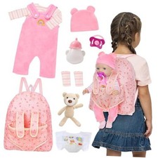 Baby Doll Clothes with Backpack Carrier for 14-18 Inch Doll,Reborn Baby Dolls
