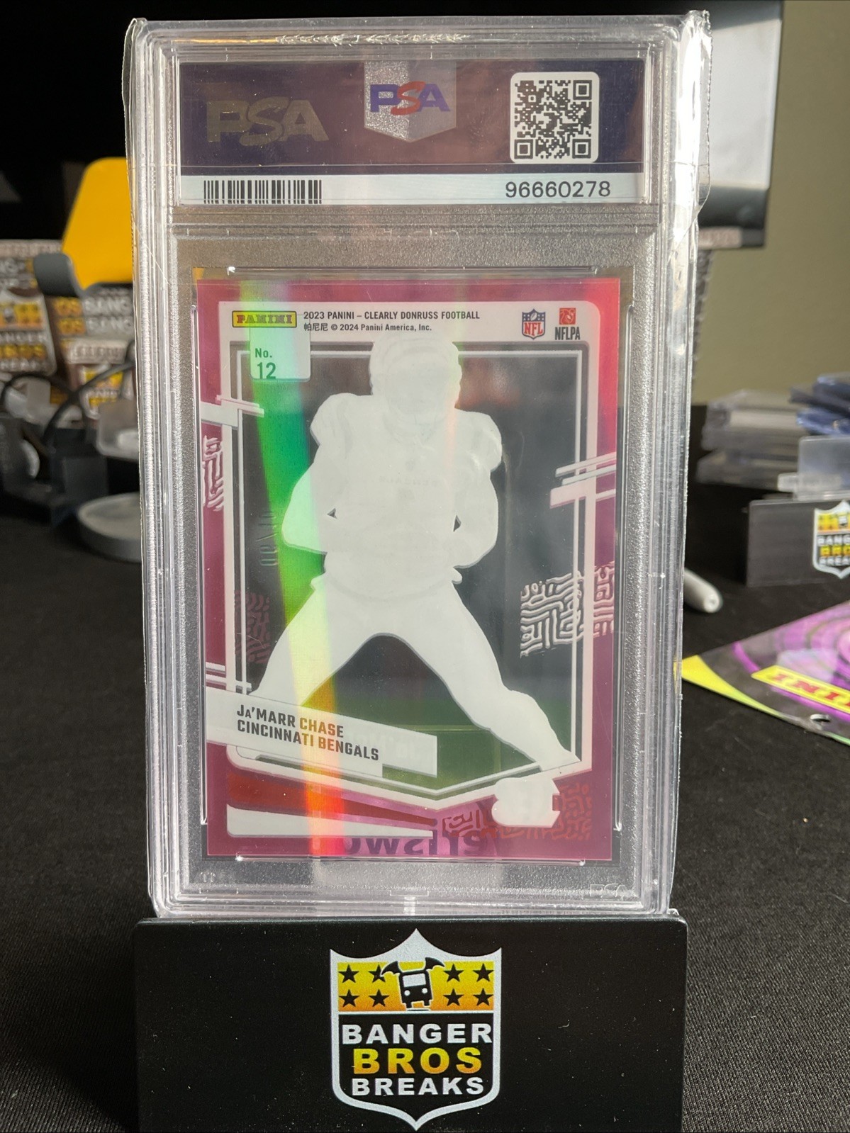 2023 Ja’marr Chase Clearly /10 Pink PSA 9 view 2