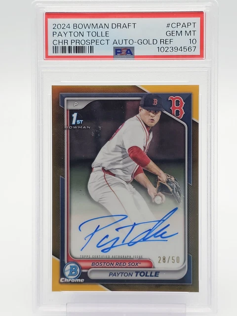 PAYTON TOLLE 2024 BOWMAN CHROME DRAFT 1ST GOLD REFRACTOR AUTO /50 PSA 10 Q6438
