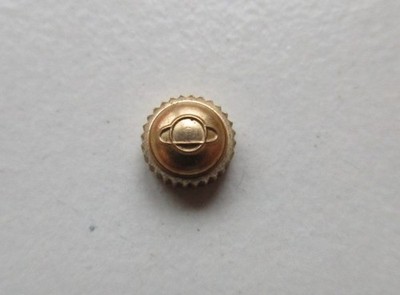 Enicar Swiss gold plated watch crown ø 5.5 mm H 3.1 mm domed, stem 0.9 mm N.O.S