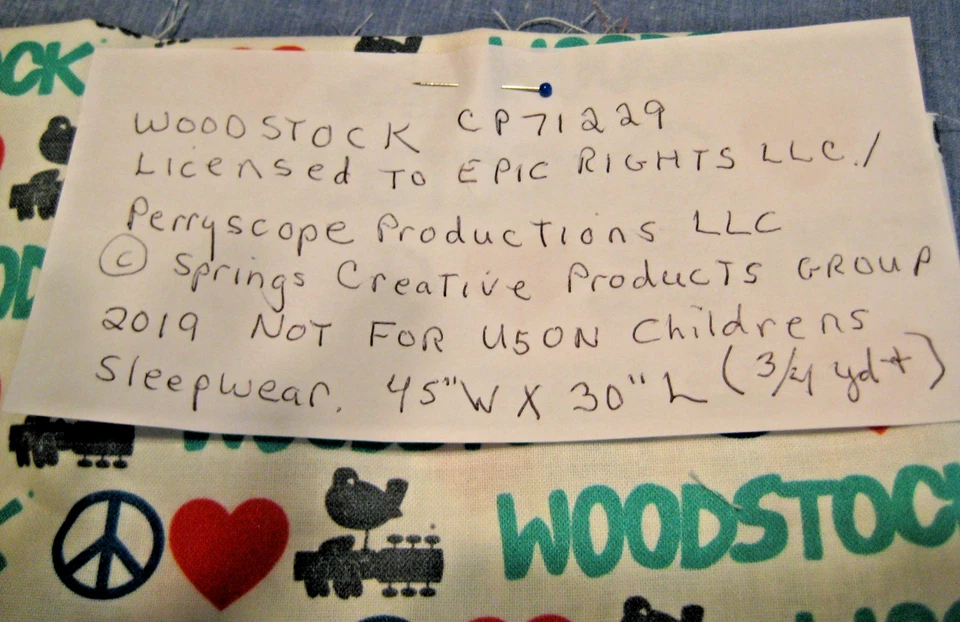 SPRING CREATIVE LICENSED FABRIC, WOODSTOCK FESTIVAL, CP71229, 3/4 YD. - Image 3 of 4