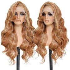 Lace Front Wig Human Hair Blend ginger blonde body wave Wigs