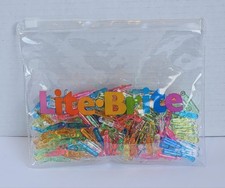 240 Lite Brite Replacement Pegs Storage Bag- Blue Clear Pink Green Orange Yellow