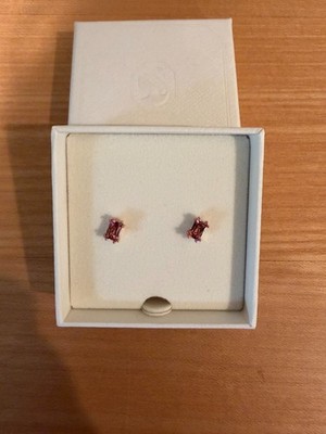 Swarovski | Stilla Rectangular Stud Earrings (Pink)